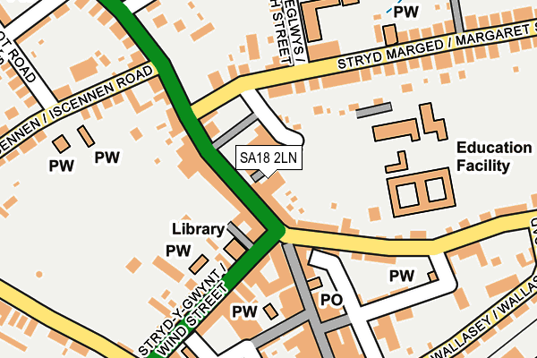 SA18 2LN map - OS OpenMap – Local (Ordnance Survey)