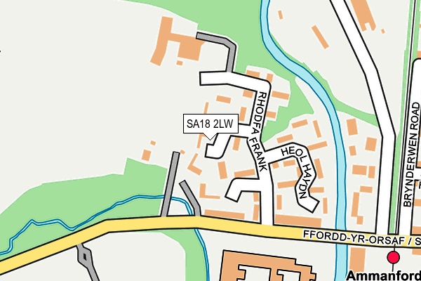 SA18 2LW map - OS OpenMap – Local (Ordnance Survey)