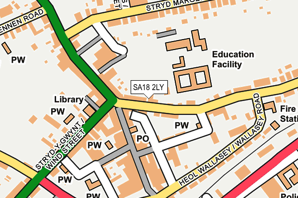SA18 2LY map - OS OpenMap – Local (Ordnance Survey)