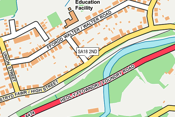 SA18 2ND map - OS OpenMap – Local (Ordnance Survey)