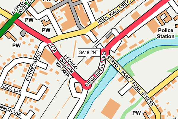 SA18 2NT map - OS OpenMap – Local (Ordnance Survey)