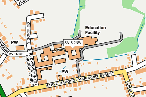 SA18 2NW map - OS OpenMap – Local (Ordnance Survey)