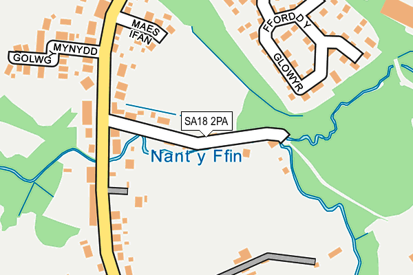 SA18 2PA map - OS OpenMap – Local (Ordnance Survey)
