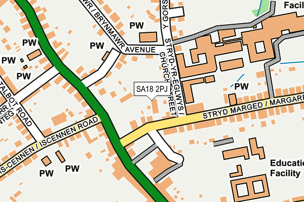 SA18 2PJ map - OS OpenMap – Local (Ordnance Survey)