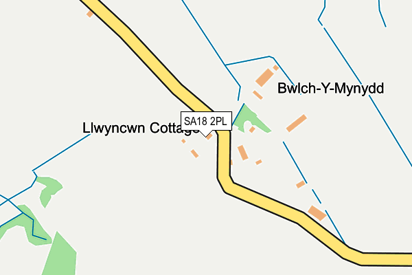 SA18 2PL map - OS OpenMap – Local (Ordnance Survey)