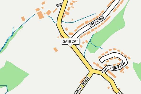 SA18 2PT map - OS OpenMap – Local (Ordnance Survey)