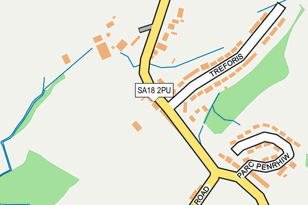 SA18 2PU map - OS OpenMap – Local (Ordnance Survey)