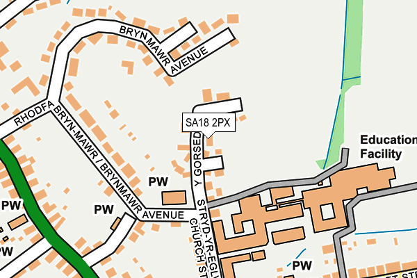 SA18 2PX map - OS OpenMap – Local (Ordnance Survey)
