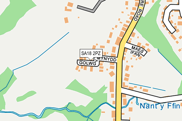 SA18 2PZ map - OS OpenMap – Local (Ordnance Survey)