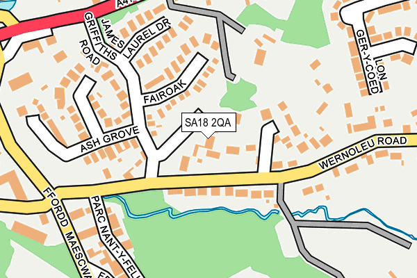 SA18 2QA map - OS OpenMap – Local (Ordnance Survey)