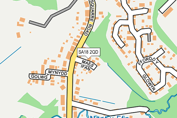 SA18 2QD map - OS OpenMap – Local (Ordnance Survey)
