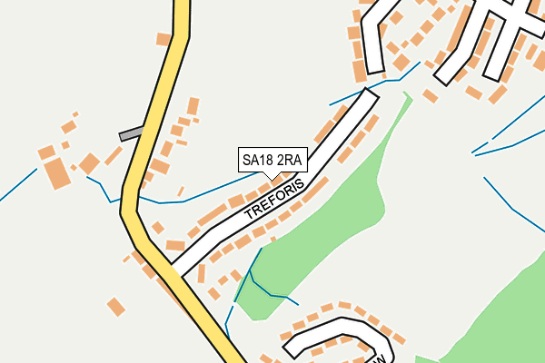 SA18 2RA map - OS OpenMap – Local (Ordnance Survey)