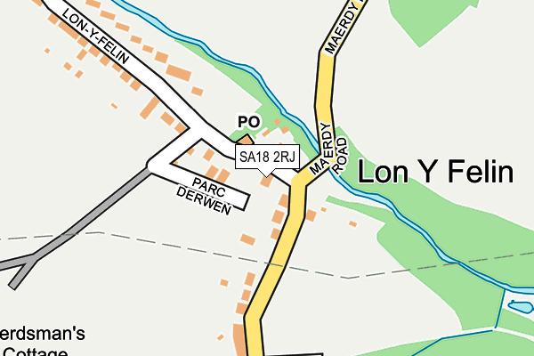 SA18 2RJ map - OS OpenMap – Local (Ordnance Survey)