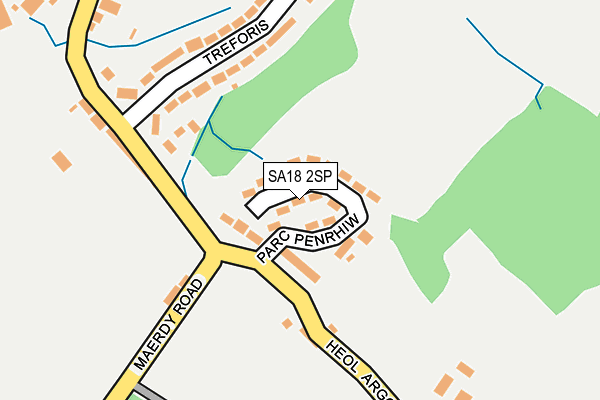 SA18 2SP map - OS OpenMap – Local (Ordnance Survey)