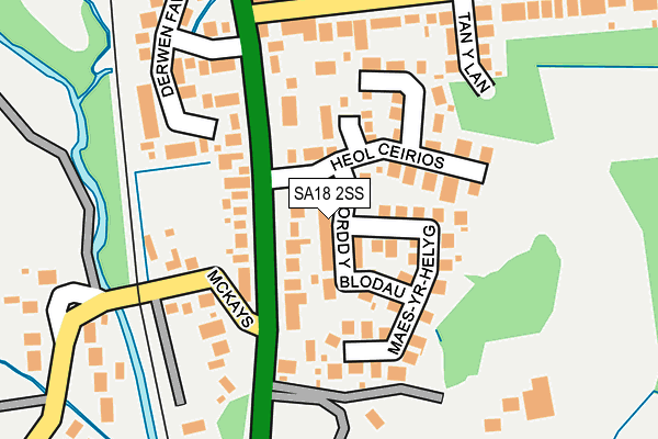 SA18 2SS map - OS OpenMap – Local (Ordnance Survey)