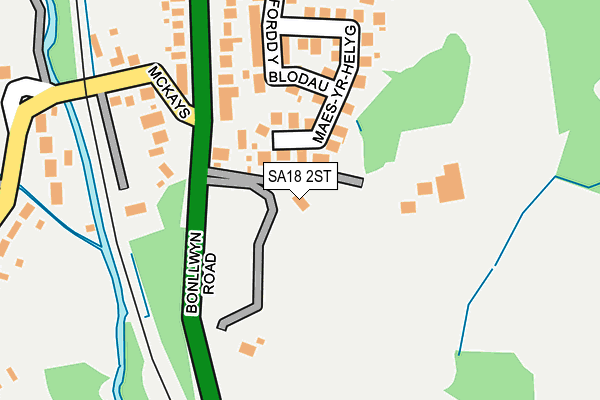 SA18 2ST map - OS OpenMap – Local (Ordnance Survey)