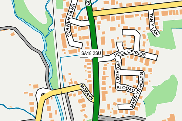 SA18 2SU map - OS OpenMap – Local (Ordnance Survey)