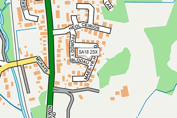 SA18 2SX map - OS OpenMap – Local (Ordnance Survey)