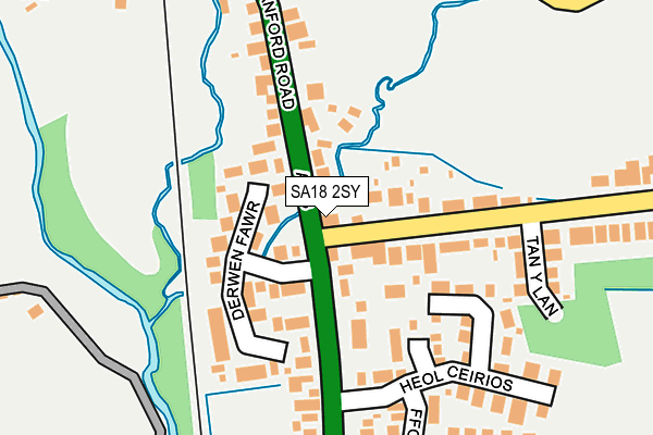 SA18 2SY map - OS OpenMap – Local (Ordnance Survey)