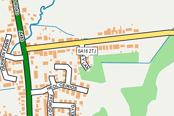 SA18 2TJ map - OS OpenMap – Local (Ordnance Survey)