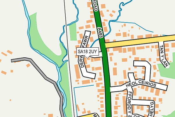 SA18 2UY map - OS OpenMap – Local (Ordnance Survey)