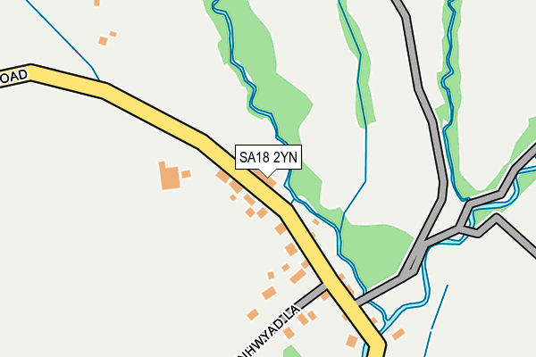 SA18 2YN map - OS OpenMap – Local (Ordnance Survey)