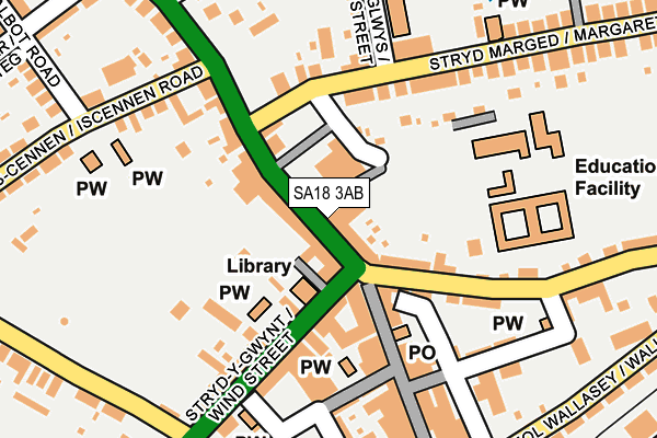 SA18 3AB map - OS OpenMap – Local (Ordnance Survey)