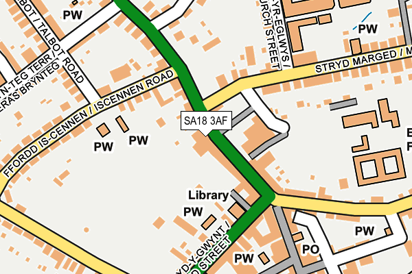 SA18 3AF map - OS OpenMap – Local (Ordnance Survey)
