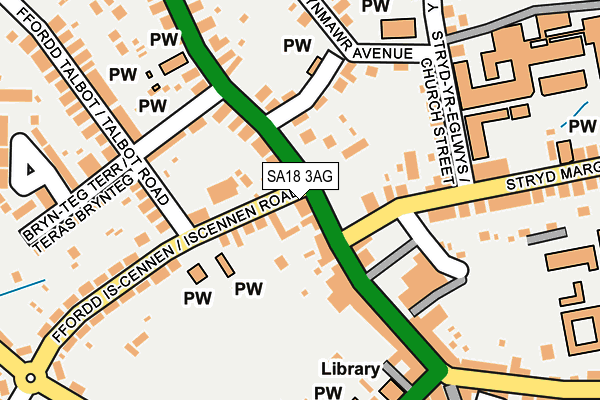 SA18 3AG map - OS OpenMap – Local (Ordnance Survey)