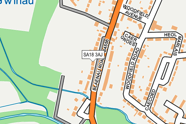 SA18 3AJ map - OS OpenMap – Local (Ordnance Survey)