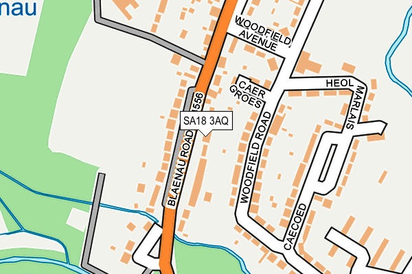 SA18 3AQ map - OS OpenMap – Local (Ordnance Survey)