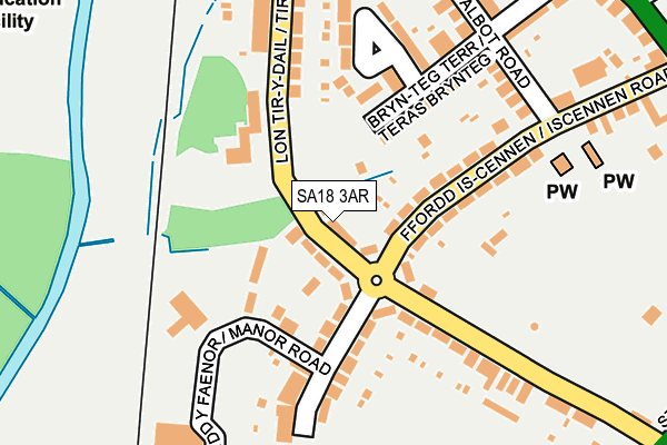 SA18 3AR map - OS OpenMap – Local (Ordnance Survey)