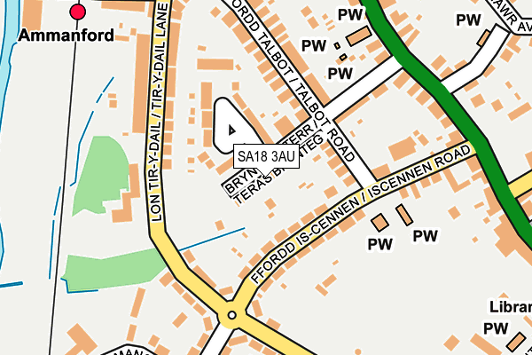 SA18 3AU map - OS OpenMap – Local (Ordnance Survey)