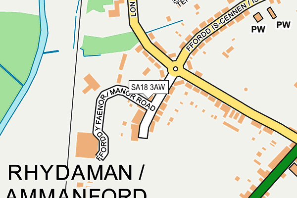 SA18 3AW map - OS OpenMap – Local (Ordnance Survey)