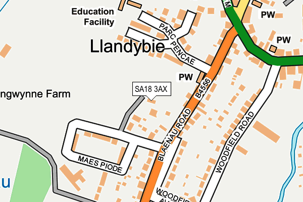 SA18 3AX map - OS OpenMap – Local (Ordnance Survey)