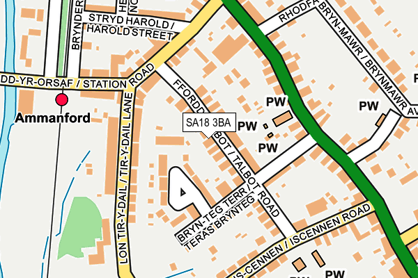 SA18 3BA map - OS OpenMap – Local (Ordnance Survey)