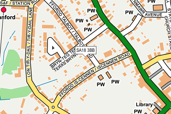 SA18 3BB map - OS OpenMap – Local (Ordnance Survey)