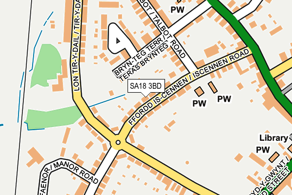 SA18 3BD map - OS OpenMap – Local (Ordnance Survey)