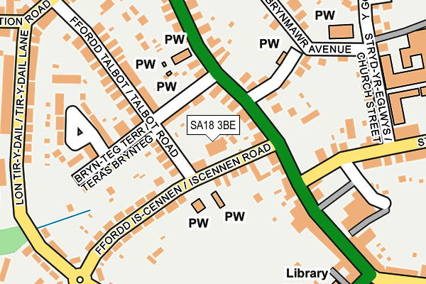 SA18 3BE map - OS OpenMap – Local (Ordnance Survey)