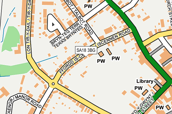 SA18 3BG map - OS OpenMap – Local (Ordnance Survey)