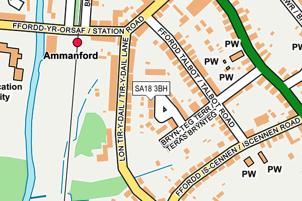 SA18 3BH map - OS OpenMap – Local (Ordnance Survey)