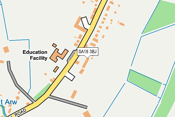 SA18 3BJ map - OS OpenMap – Local (Ordnance Survey)