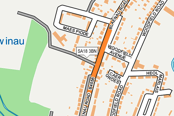 SA18 3BN map - OS OpenMap – Local (Ordnance Survey)