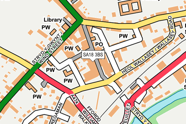 SA18 3BS map - OS OpenMap – Local (Ordnance Survey)