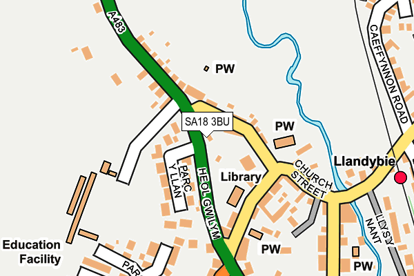 SA18 3BU map - OS OpenMap – Local (Ordnance Survey)