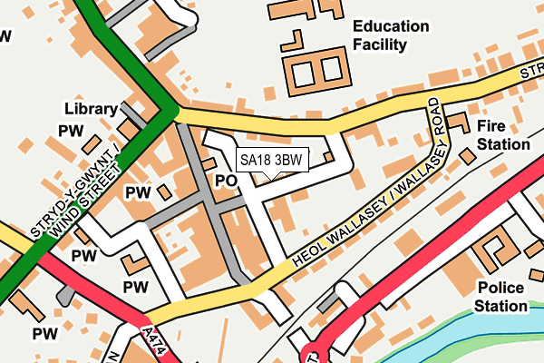 SA18 3BW map - OS OpenMap – Local (Ordnance Survey)