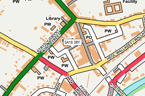 SA18 3BY map - OS OpenMap – Local (Ordnance Survey)