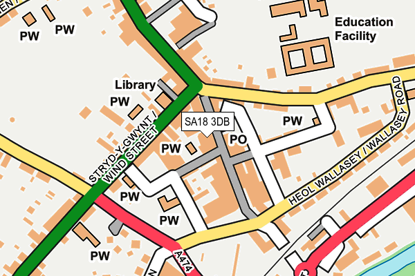 SA18 3DB map - OS OpenMap – Local (Ordnance Survey)