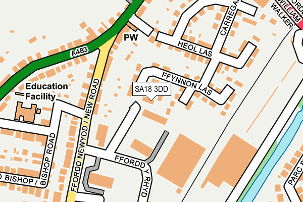 SA18 3DD map - OS OpenMap – Local (Ordnance Survey)