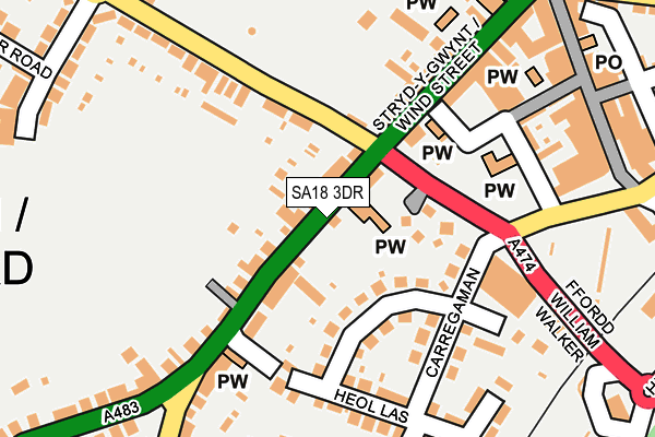 SA18 3DR map - OS OpenMap – Local (Ordnance Survey)